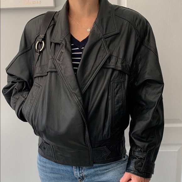 Byrnes & baker Black Leather Jacket thinsulate size S moto preppy y2k vintage‎ - Picture 1 of 15